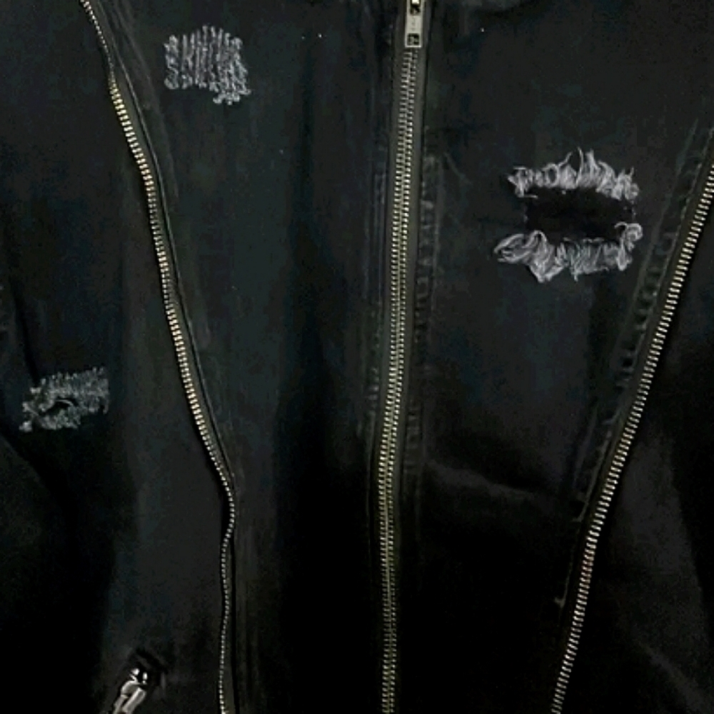 NWT Sandrine Rose Denim Bomber Jacket Slightly Distessed. - Picture 7 of 7